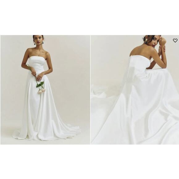 NWD Reformation Elena Satin Strapless Wedding Gown Dress Size 10 Ivory #4B416 - Picture 1 of 16